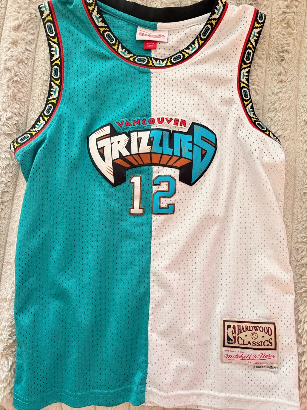 Mitchell & Ness Teal and White Split Basketball Jersey